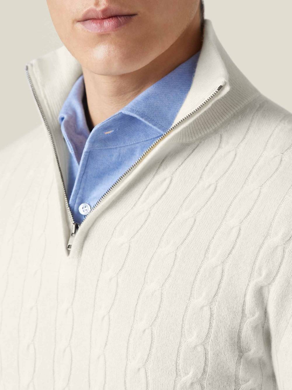 Luca Faloni maglia mezzocollo a trecce con zipcashmere a 2 fili In Linea