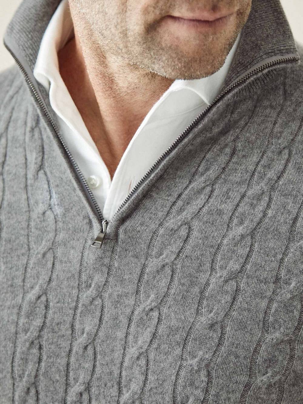 Luca Faloni maglia mezzocollo a trecce con zipcashmere a 2 fili Spedizione Gratuita