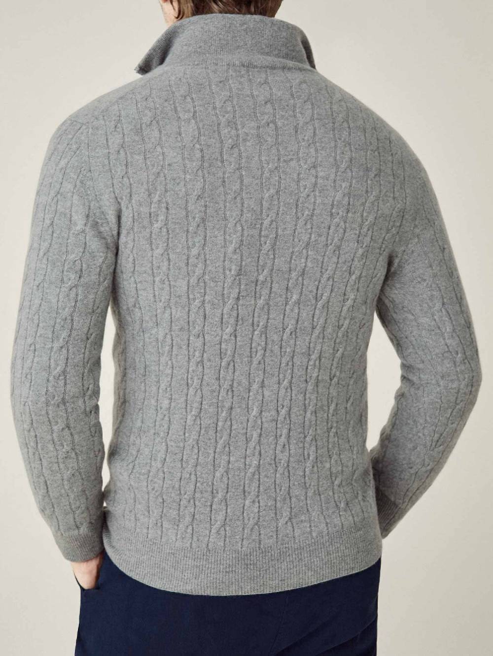 Luca Faloni maglia mezzocollo a trecce con zipcashmere a 2 fili Spedizione Gratuita