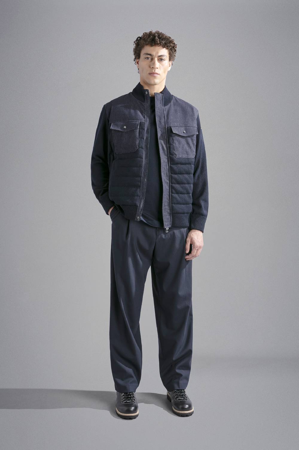 Paul & Shark Maglia Hybrid in lana e denim Paul & Shark Offerta