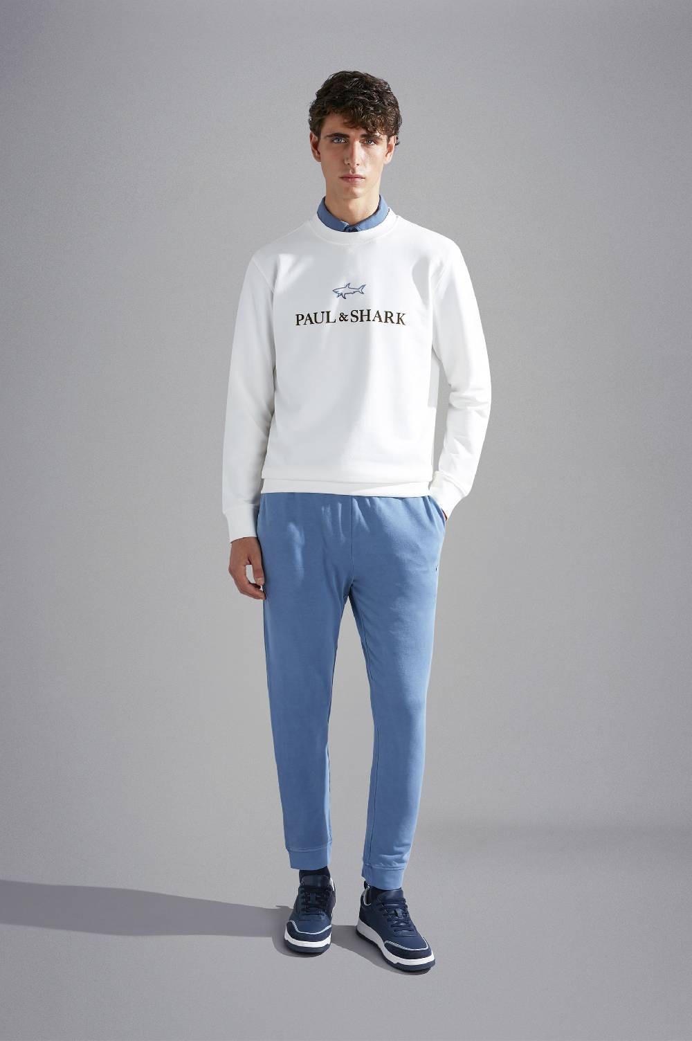 Paul & Shark Pantaloni sportivi in cotone stretch tinto capo Paul & Shark Super sconto