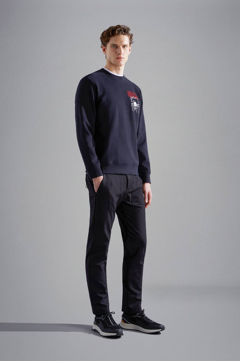 Paul & Shark Felpa in cotone Soft Active Fleece con stampe Paul & Shark In vendita