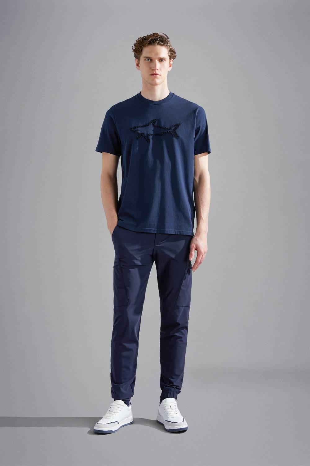 Paul & Shark T-shirt in cotone con ricamo Shark Paul & Shark Vendita Calda