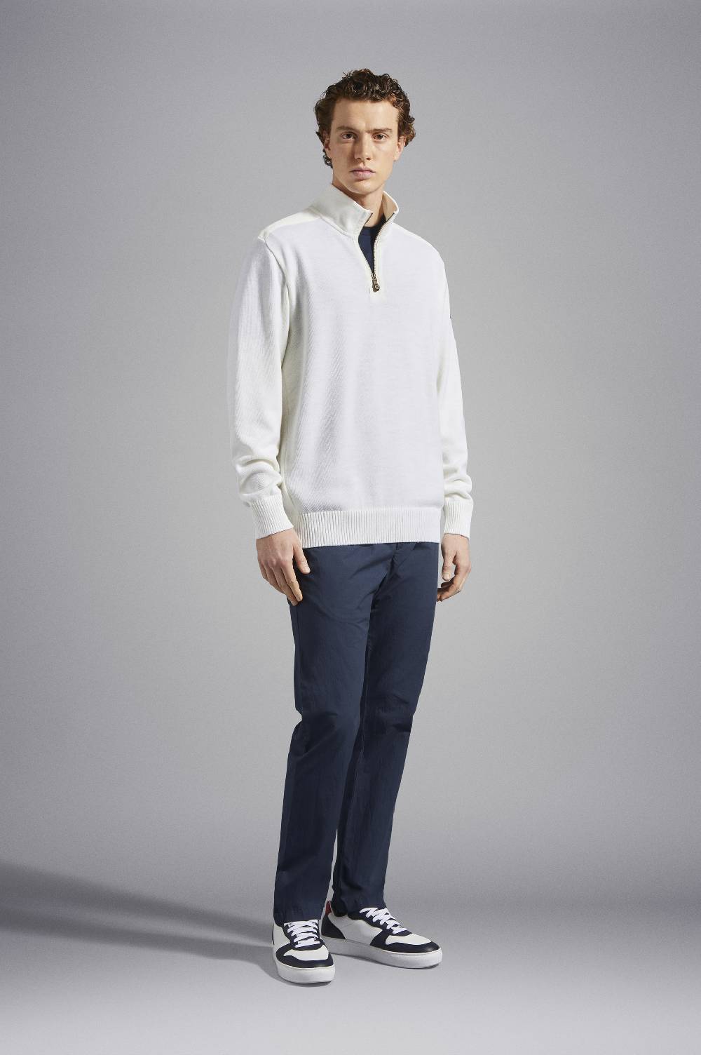Paul & Shark Maglia con zip in lana Bretagne con badge iconico Paul & Shark Offerte