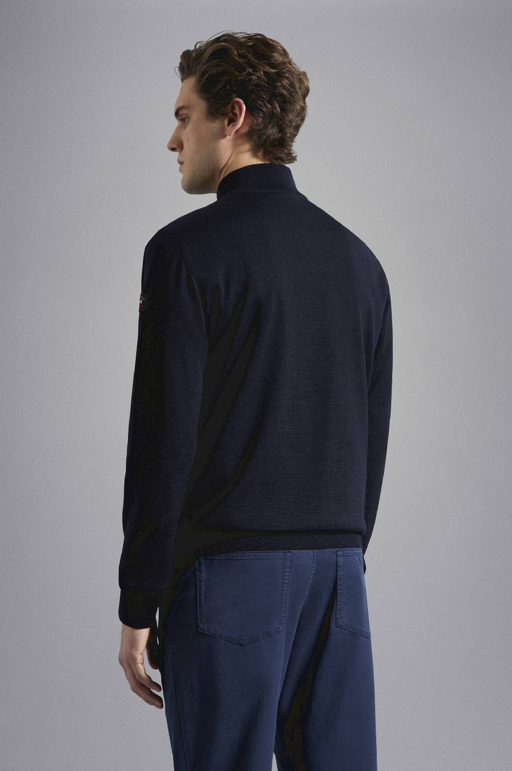 Paul & Shark Maglia con zip in lana Merino con badge iconico Paul & Shark Sconto di tempo limitato