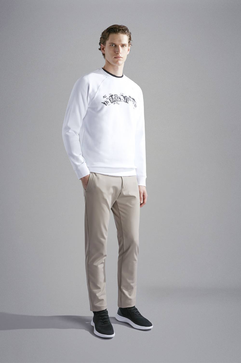 Paul & Shark Felpa in cotone Soft Active Fleece con stampa Paul & Shark Vendita Economica