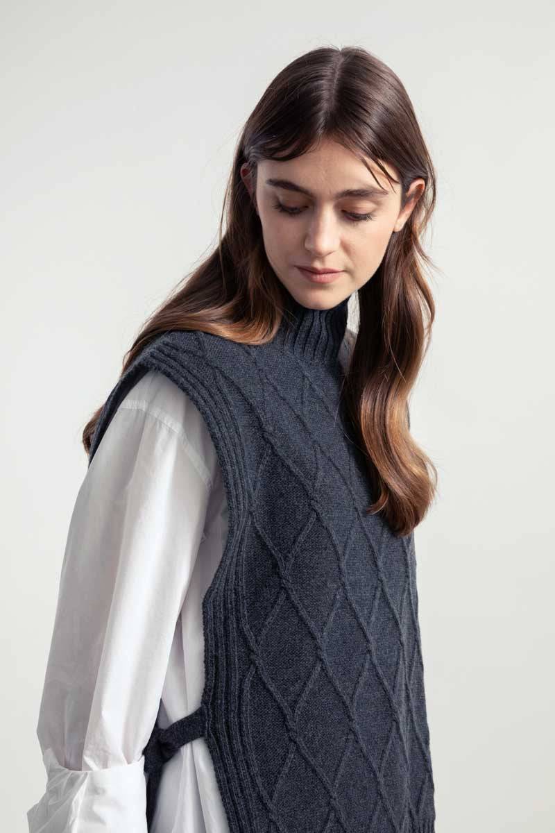 Rifò DELIA Gilet Collo Alto Lana Rigenerata Qualità