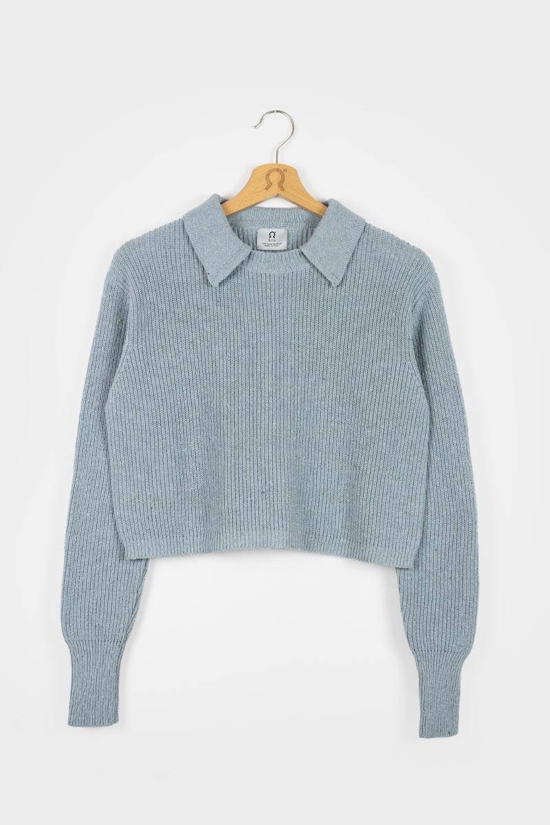 Rifò MARTINA Maglia Cropped Donna Cotone Jeans Rigenerato Comprane uno, ottenene uno gratis