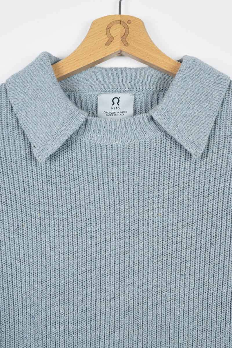 Rifò MARTINA Maglia Cropped Donna Cotone Jeans Rigenerato Comprane uno, ottenene uno gratis