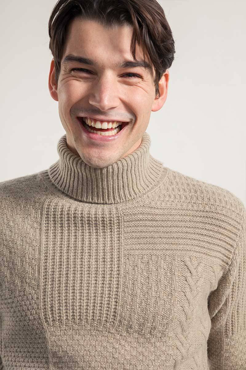 Rifò BARTOLOMEO Maglia Collo Alto Uomo Cashmere Rigenerato Ultimi tre giorni