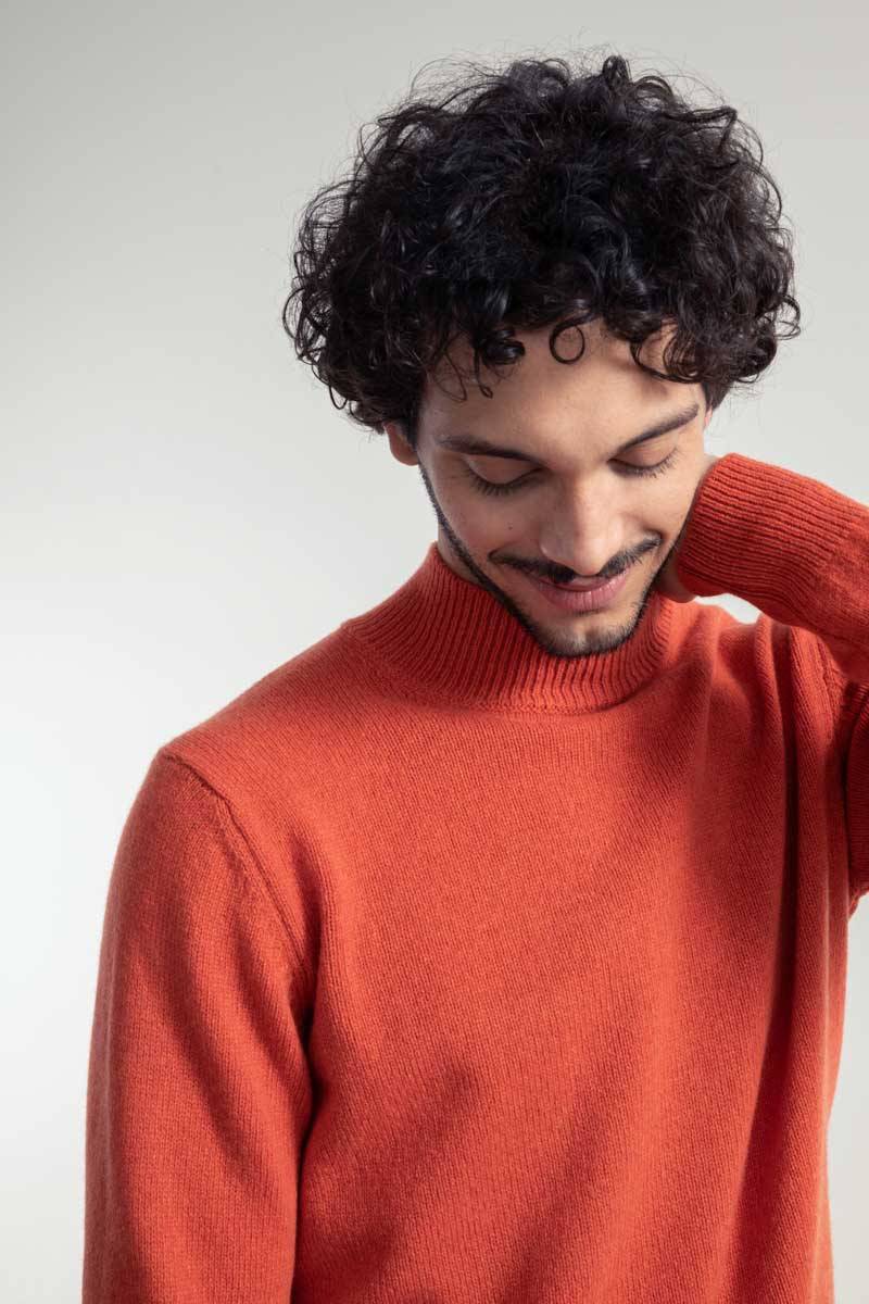 Rifò CLEMENTE Maglia Collo Alto Uomo Cashmere Rigenerato Sostegno trimestrale