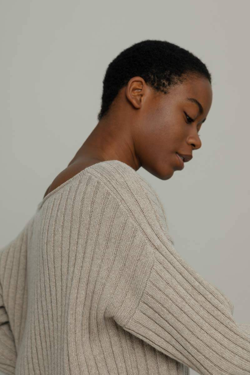 Rifò LUCE Maglia Scollo a Barca Donna Cashmere Rigenerato Pezzi Unici