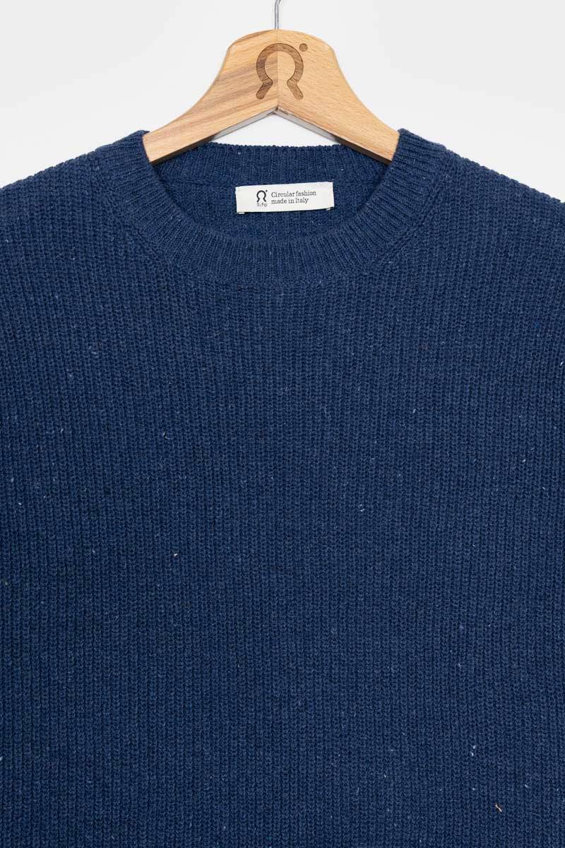 Rifò VITTORIO Maglia Girocollo Uomo Cotone Jeans Rigenerato Vendita Economica
