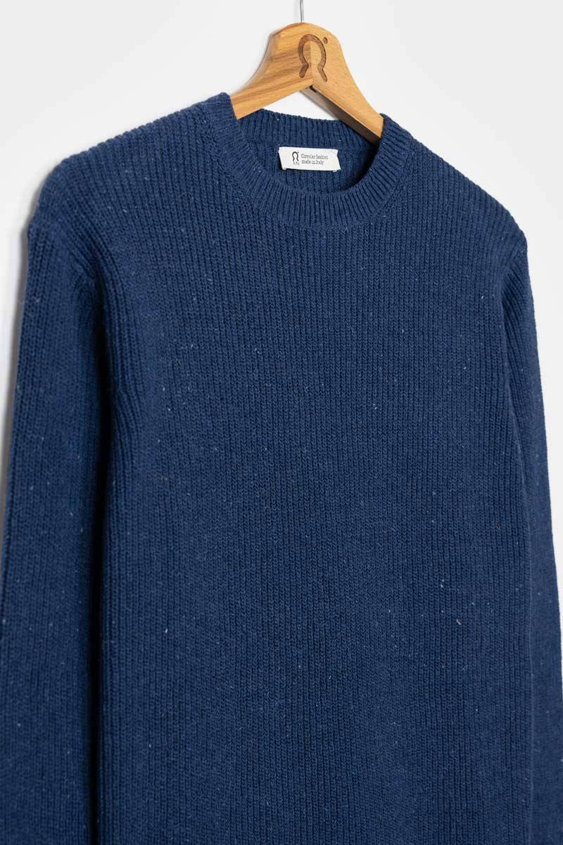 Rifò VITTORIO Maglia Girocollo Uomo Cotone Jeans Rigenerato Vendita Economica