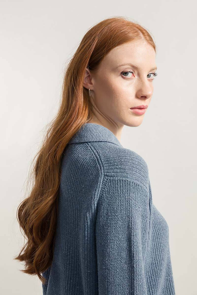 Rifò MARTINA Maglia Cropped Donna Cotone Jeans Rigenerato In Vendita