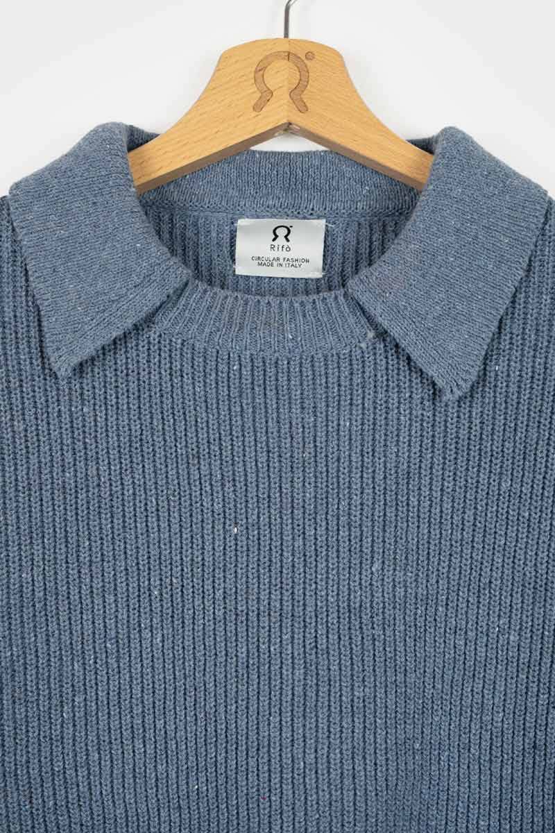Rifò MARTINA Maglia Cropped Donna Cotone Jeans Rigenerato In Vendita