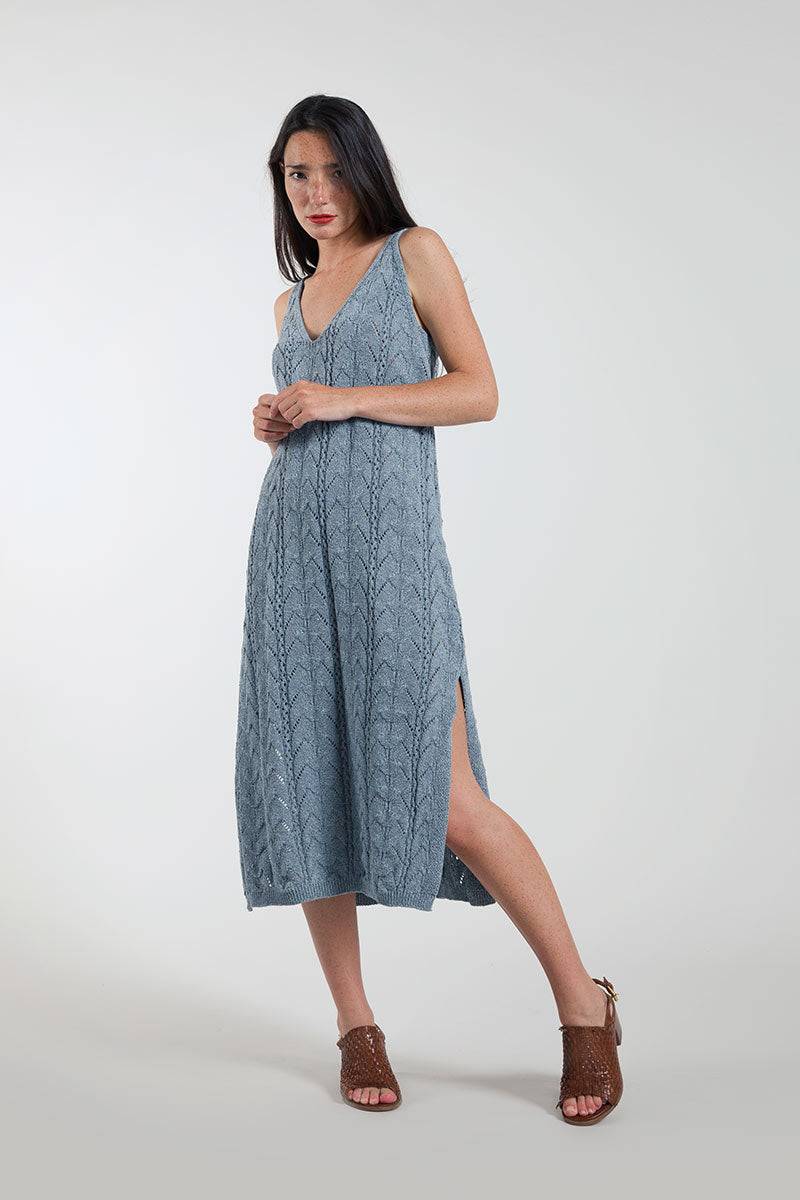 Rifò LOLA Abito in Maglia Cotone Jeans Rigenerato Ritorno libero