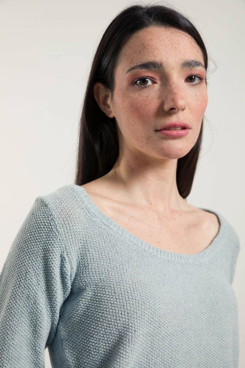 Rifò GRAZIA Maglia Donna Cotone Jeans rigenerato Fino al 65% di sconto
