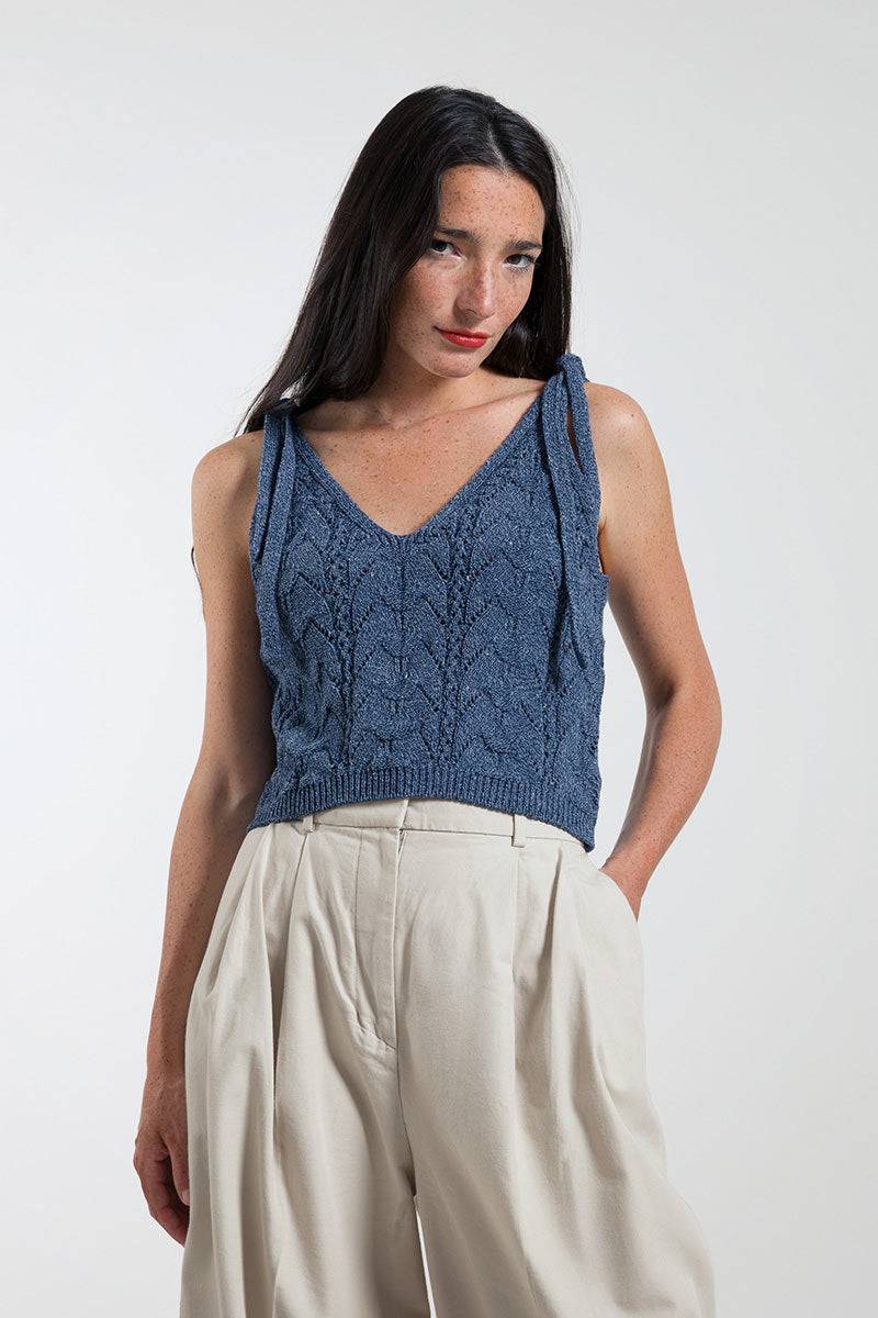 Rifò RENÉ Top Donna Cotone Jeans Rigenerato Only for today