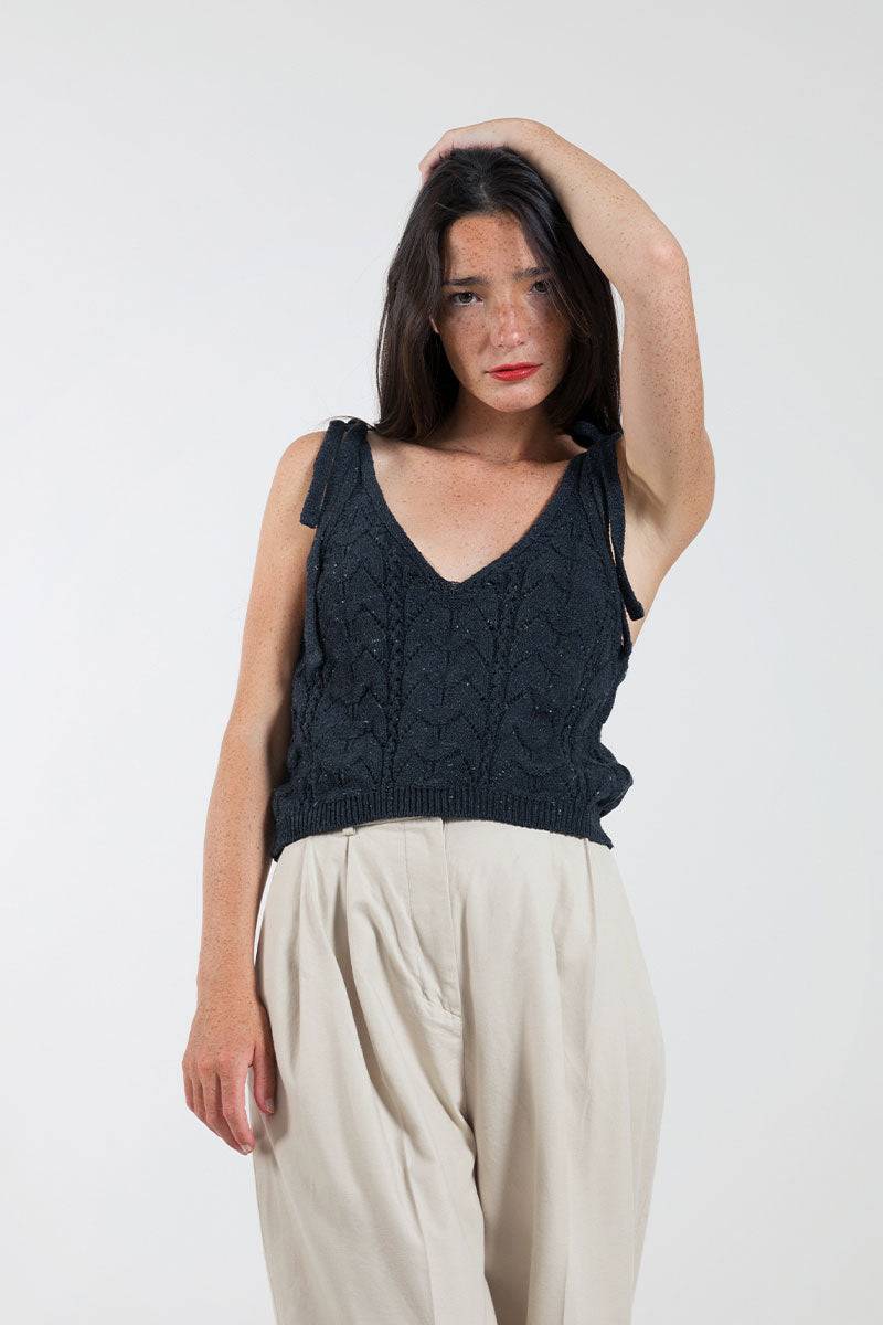 Rifò RENÉ Top Donna Cotone Jeans Rigenerato Offerta speciale della fabbrica