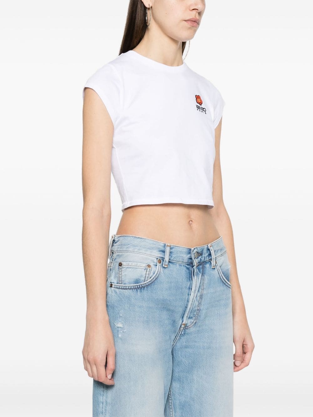 KENZO 'boke flower crest' micro-embroidered t-shirt Fino al 55% di sconto