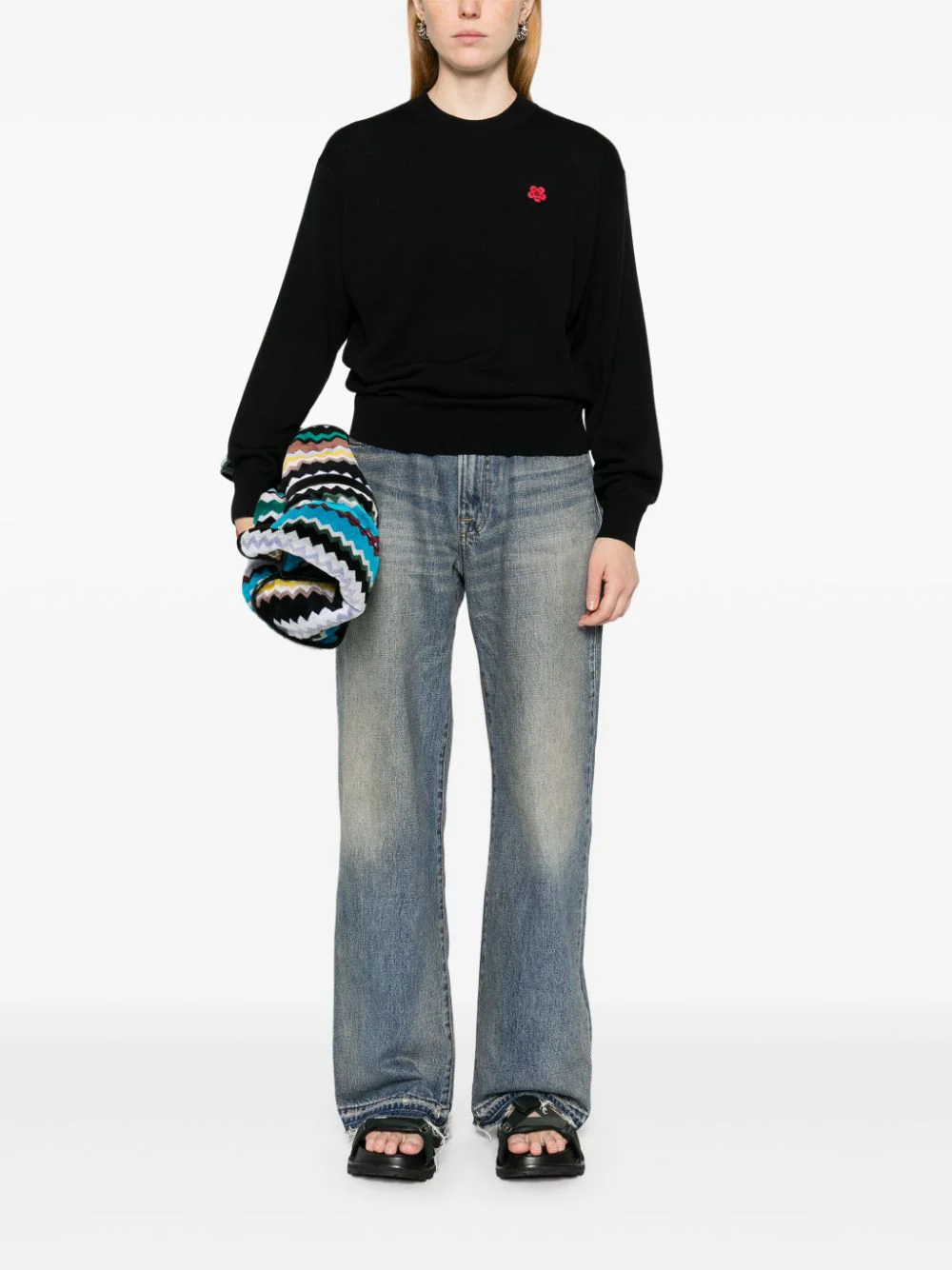 KENZO 'boke flower' embroidered wool sweater Enormi sconti
