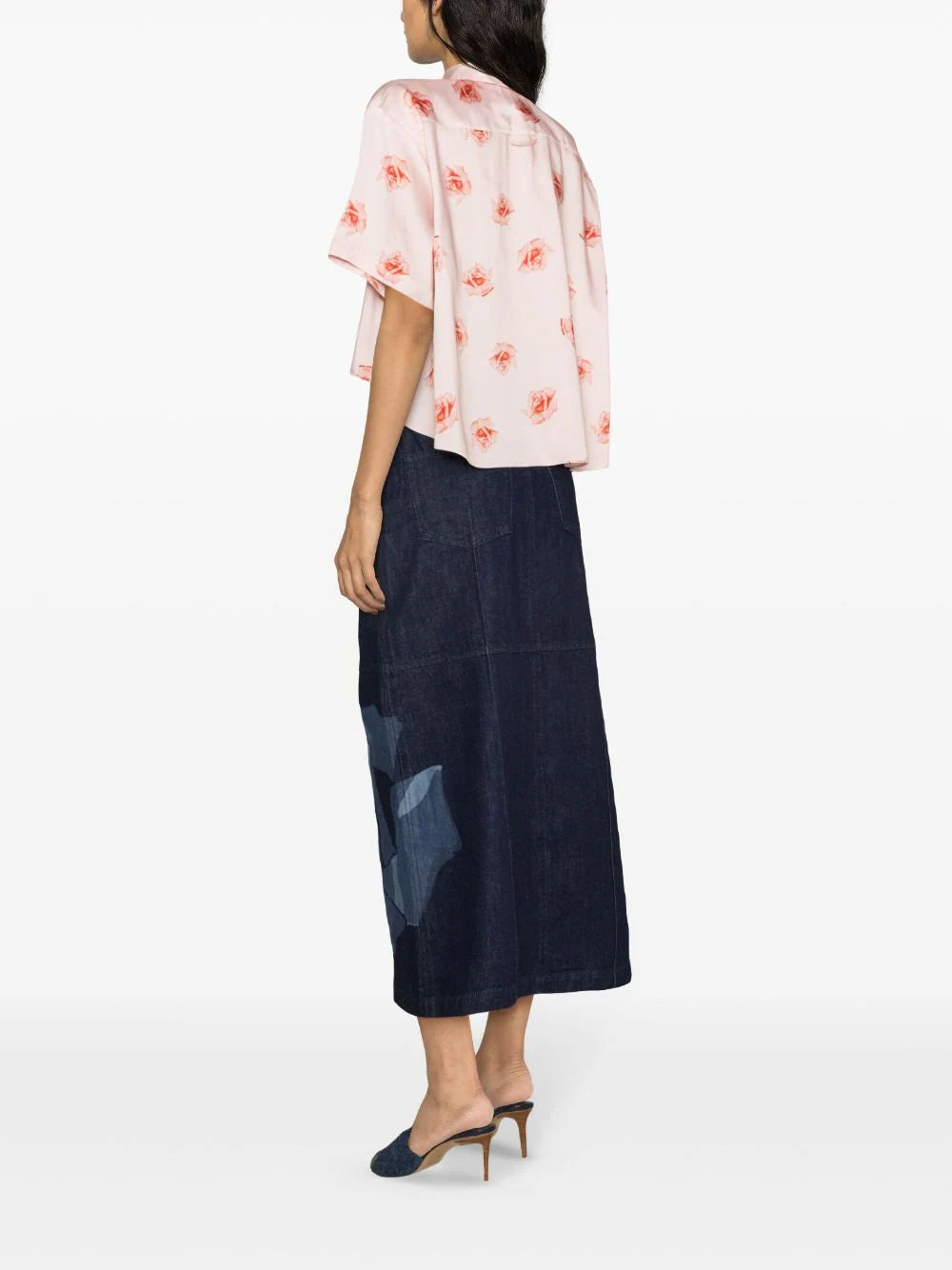 KENZO 'kenzo rose' cropped dropped shoulders shirt Fino Al -60%