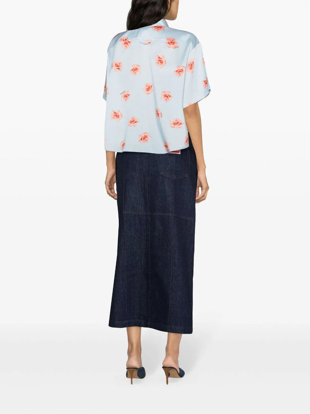 KENZO 'kenzo rose' cropped dropped shoulders shirt Shopping Online