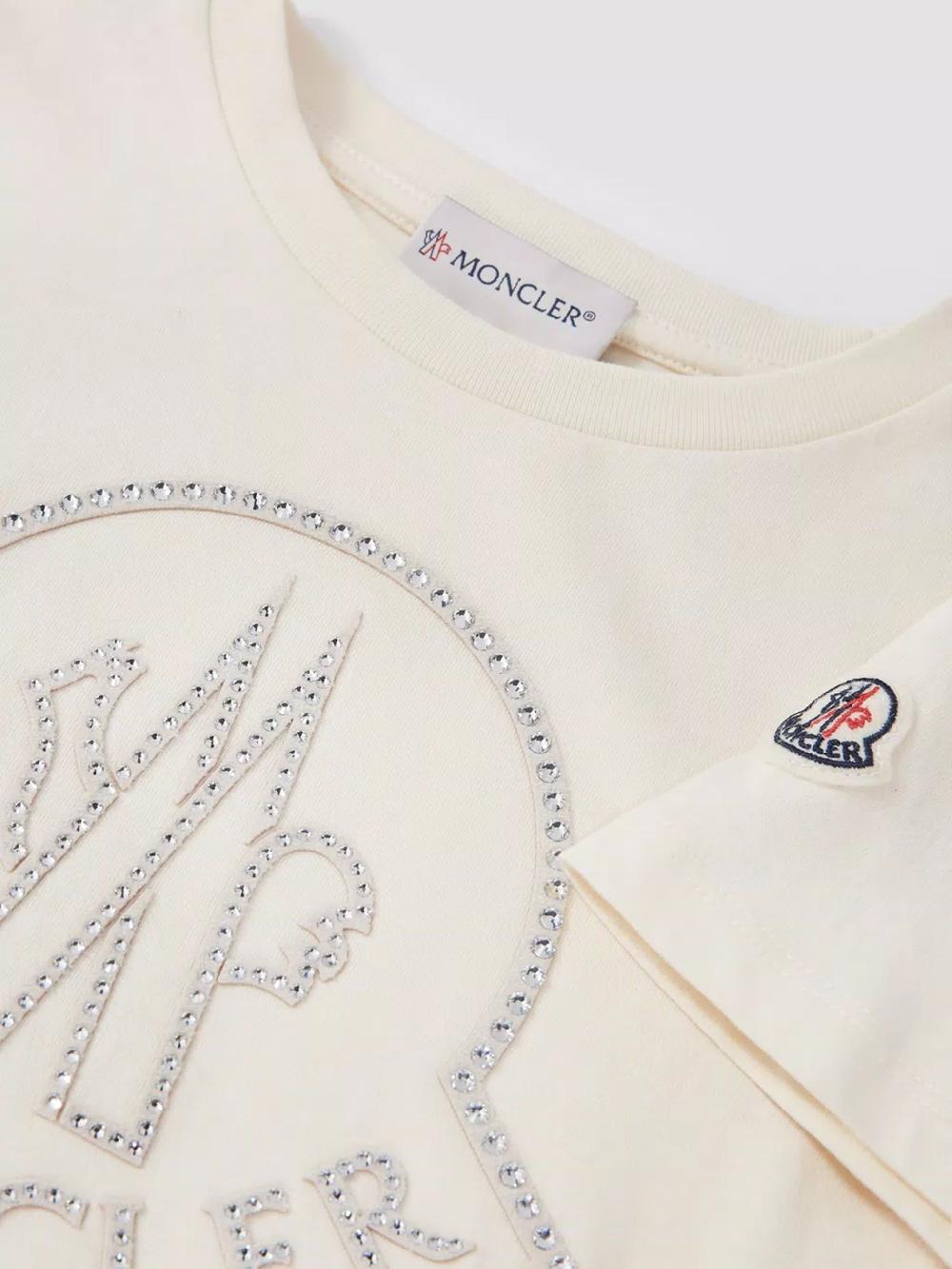 MONCLER Kids T-shirt with crystal logo Offerta speciale