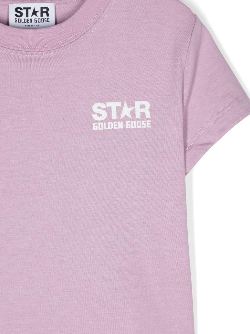 Golden Goose Kids T-shirt with logo and maxi star in glitter Fornitura limitata