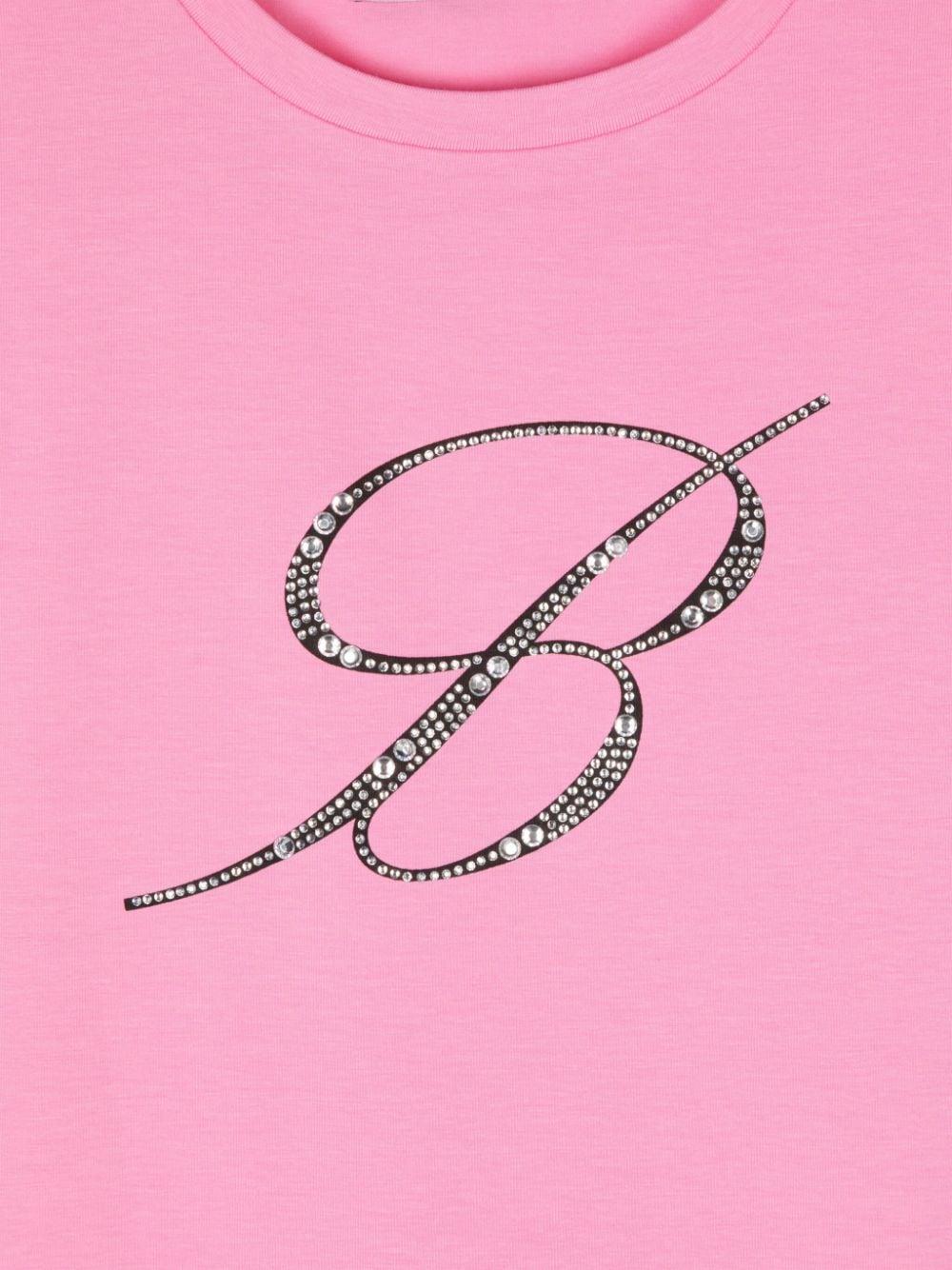 Miss Blumarine T-shirt with rhinestone logo Offerta esclusiva