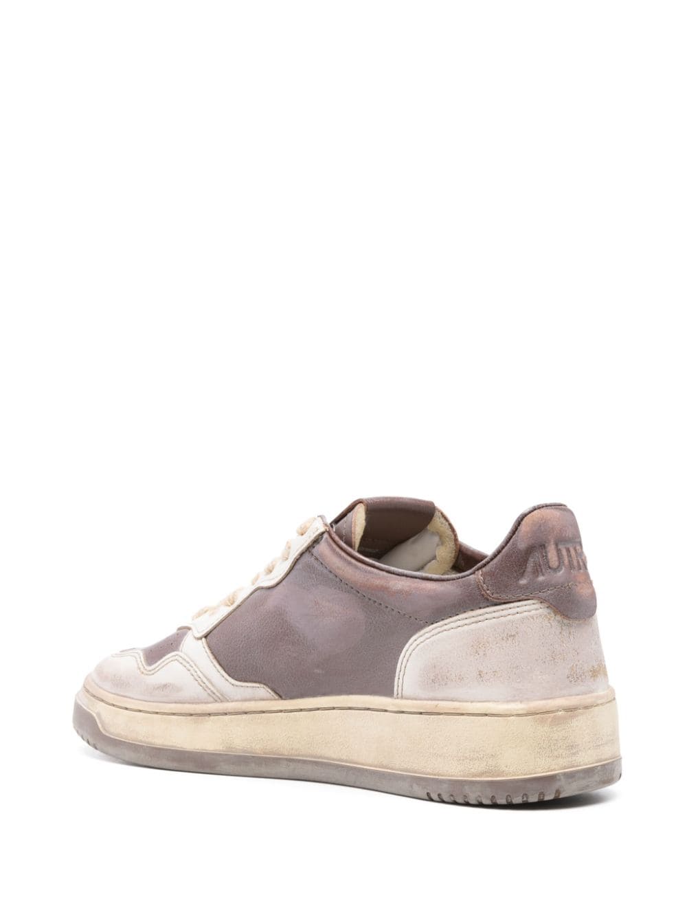AUTRY Super vintage low sneakers in white leather and mud patridge Esporta salva