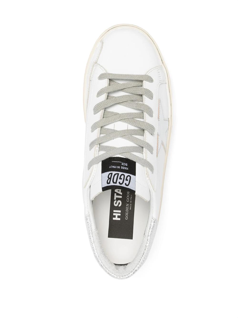 Golden Goose Hi star with metallic silver star and heel tab In Saldo