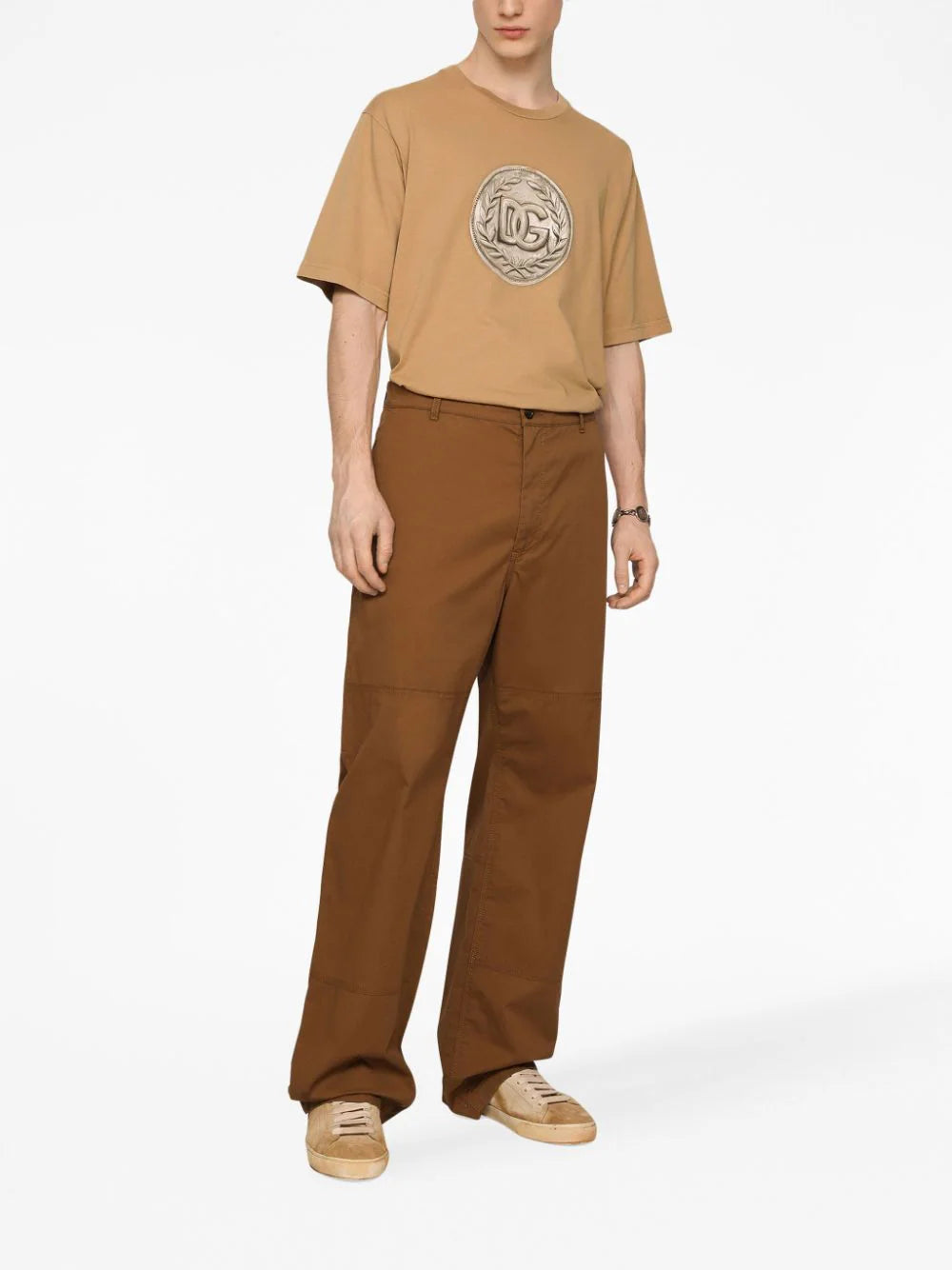 Dolce & Gabbana Worker pants with brand plate Fornitura limitata