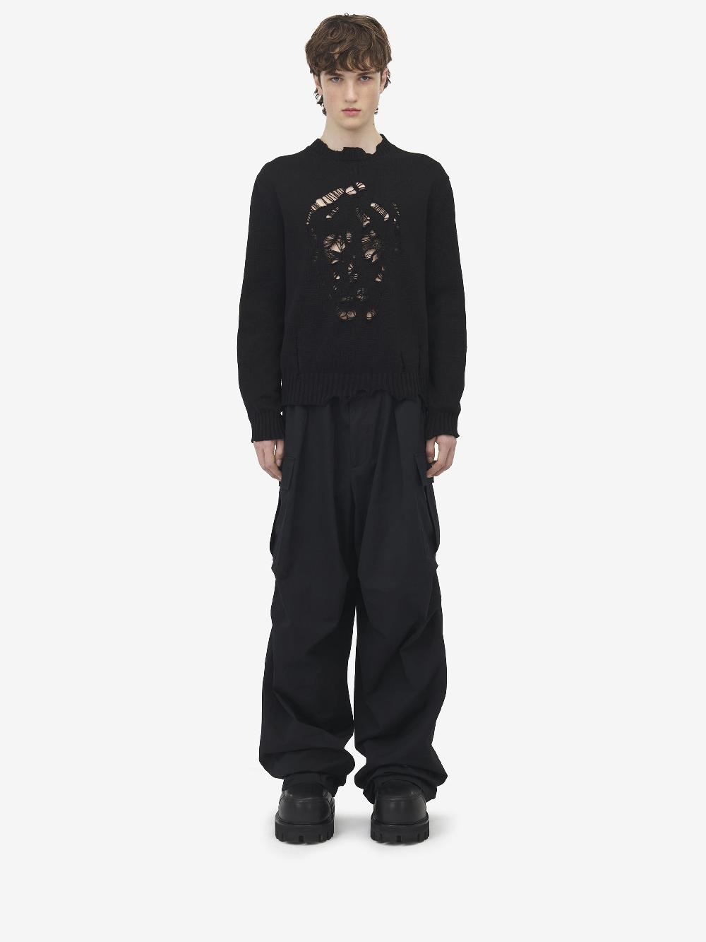 Alexander McQueen Worn look skull sweater Cyber Monday