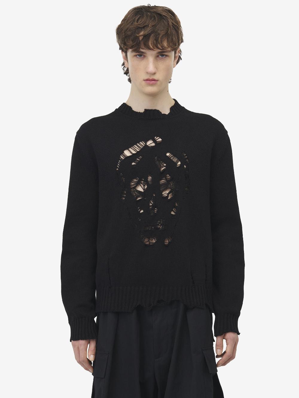 Alexander McQueen Worn look skull sweater Cyber Monday
