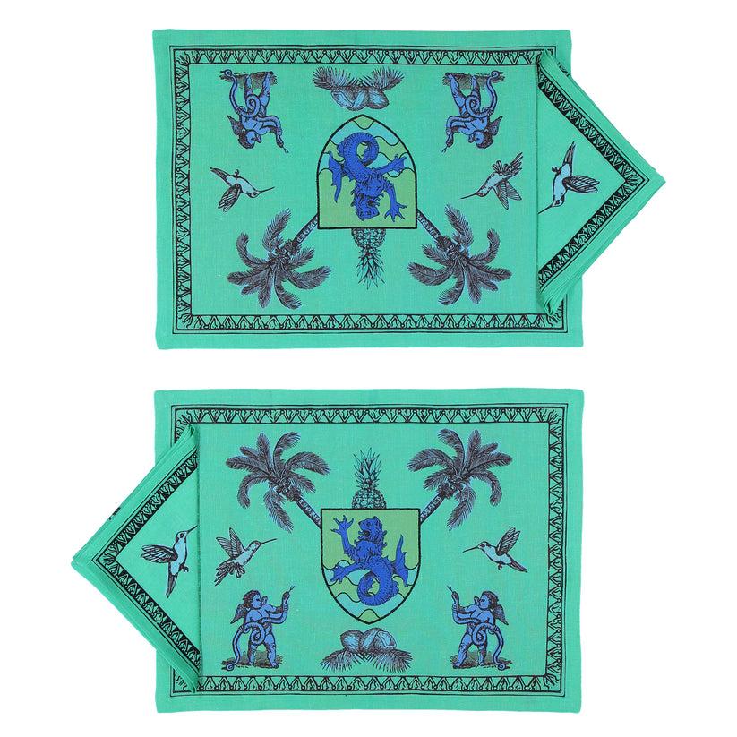 Sans Tabù Tovagliette Americane verdi in lino grezzo & 2 tovaglioli - Pop of Arms Soddisfazione Garantita