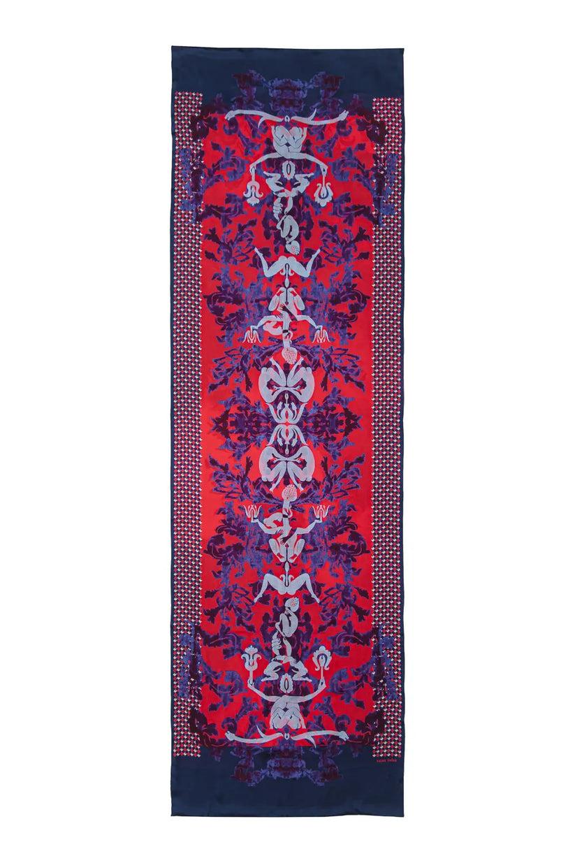 Sans Tabù Stola in pura seta double face “Totem” - Lipstick In Vendita