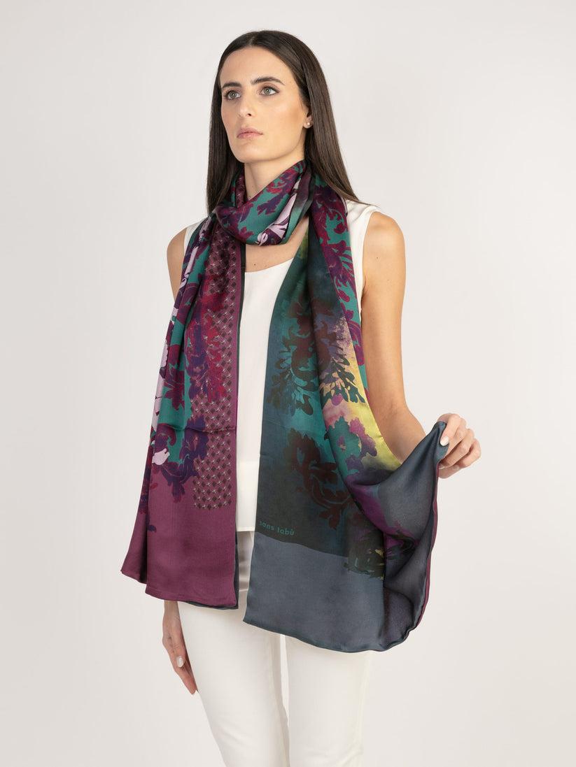 Sans Tabù Stola in pura seta double face “Totem” - Cobalt Hotsell