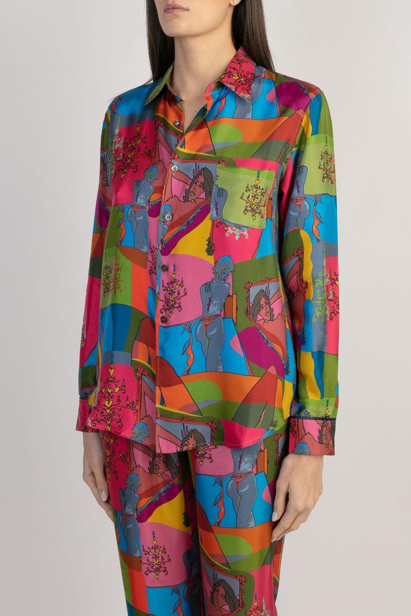 Sans Tabù Camicia in pura seta a maniche lunghe “Specchio delle mie brame” - Dark Rose Cyber Monday