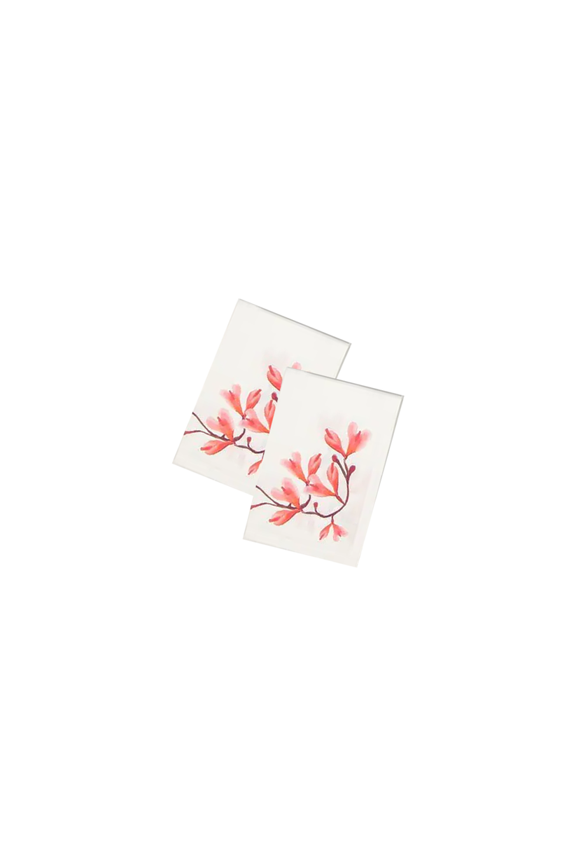 Sans Tabù Runner in lino grezzo ricamato & 2 tovaglioli - Peach Blossom Enormi risparmi