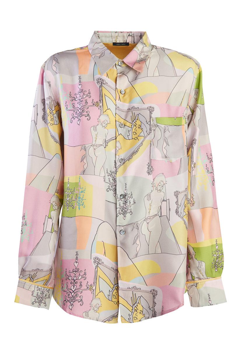 Sans Tabù Camicia in pura seta a maniche lunghe “Specchio Delle Mie Brame”- Rose Ultimo giorno