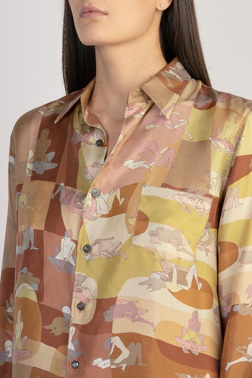 Sans Tabù Camicia in pura seta a maniche lunghe “L’amore” - Twilight Fino al 50% di sconto