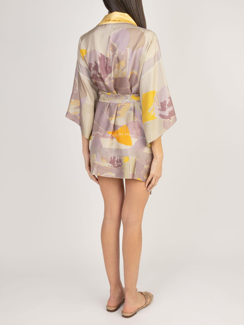 Sans Tabù Kimono corto in pura seta manica lunga "Pillow Talk" - Dawn Super sconto