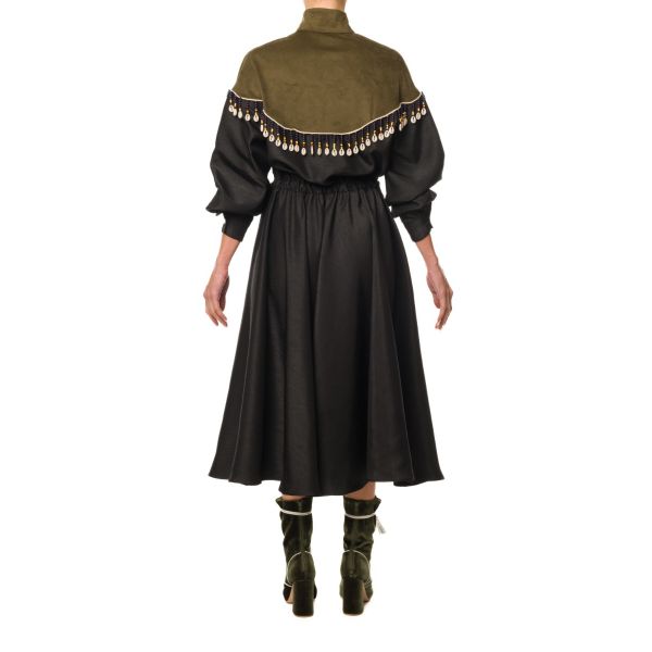 Stella Jean ABITO CON RICAMO E FRANGE Promozione