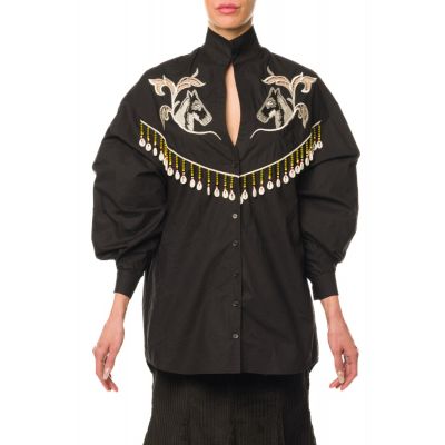 Stella Jean CAMICIA CON RICAMO E FRANGE Offerta speciale
