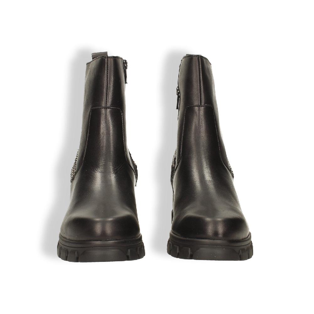 Tata Italia Stivaletti in vera pelle con zip decorativa. Tacco alto 6cm Saldi Di Fabbrica