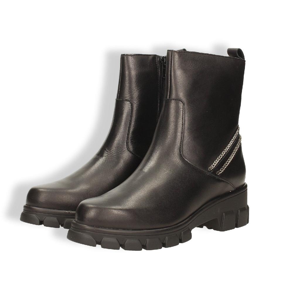 Tata Italia Stivaletti in vera pelle con zip decorativa. Tacco alto 6cm Saldi Di Fabbrica