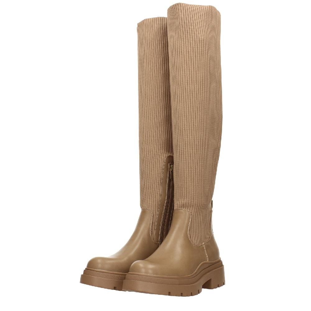 Tata Italia Stivali marroni con tomaia in tessuto elasticizzato. Tacco alto 5cm Convenienza