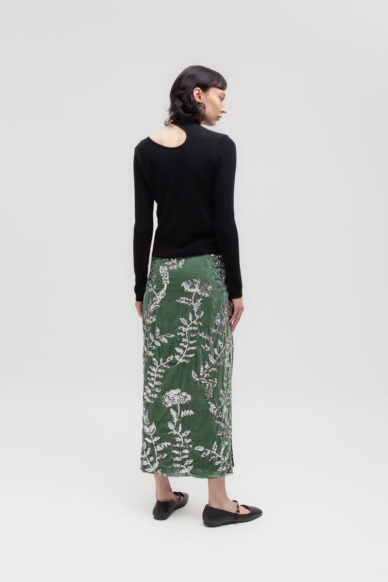 ﻿Weili zheng Gonna qipao in velluto ricamato Nuovo